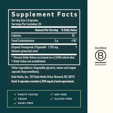 Gaia Herbs Fenugreek Seed - Helps Support Healthy Lactation and Breast Milk Production* - Made with ...