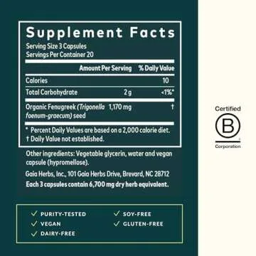 Gaia Herbs Fenugreek Seed - Helps Support Healthy Lactation and Breast Milk Production* - Made with ...