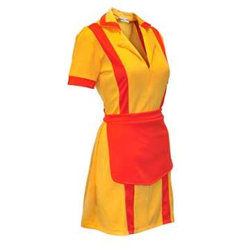 Women Cosplay Costume for Dinner Restaurant Girl Outfit Uniform with Apron Yellow Orange Girls Dress S-XL(Medium)