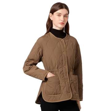ROYAL MATRIX Women's Quilted Jacket Lightweight and Padded Trendy Coat Button Down Jacket with Pocke...