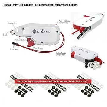 SINGER Button Fast™ Replacement Fasteners and Buttons Bundle - Quick Fix Temporary Solution for Missing Buttons and Clothing Repairs