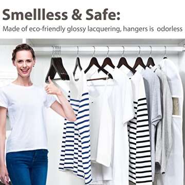 Edergoo Wooden Hangers 30 Pack, Slim Hangers Wood with Non Slip Pants Bar, Smooth Finish Wooden Suit...