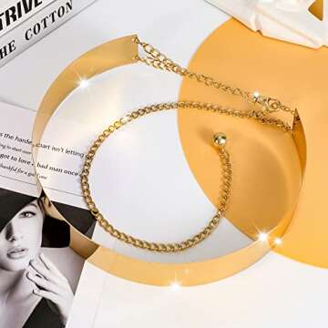 XZQTIVE Women's Shiny Metal Waist Belt Adjustable For All