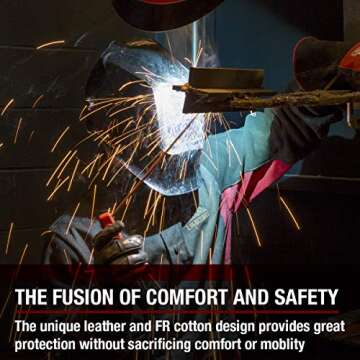 Lincoln Electric Split Leather Sleeved Welding Jacket | Premium Flame Resistant Cotton Body | Black & Red | Large | K2986-L