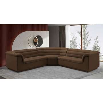 Meridian Furniture 194Brown-Sectional Cascade Collection Modern Sectional Sofa
