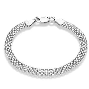 Miabella 925 Sterling Silver Italian Mesh Link Bracelet 6mm
