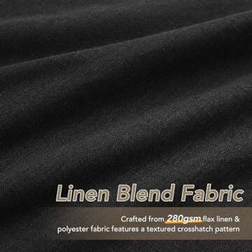 Black Linen Blackout Curtains for Bedroom 108 Inch Length 2 Panels Set Back Tab Pocket Neutral Farmhouse Living Room Darkening Curtains Track System Thermal Insulated Black Out Drapes 52x108