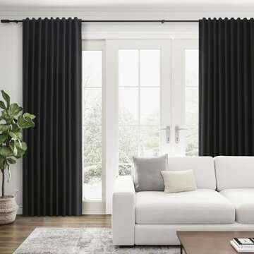 Black Linen Blackout Curtains for Bedroom 108 Inch Length 2 Panels Set Back Tab Pocket Neutral Farmhouse Living Room Darkening Curtains Track System Thermal Insulated Black Out Drapes 52x108