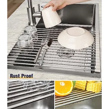 Tomorotec Roll Up Stainless Steel Dish Drying Rack