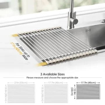 Tomorotec Roll Up Stainless Steel Dish Drying Rack