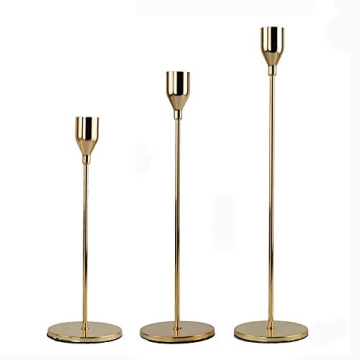 Gold Candle Holder Set of 3 for Weddings and Home Decor