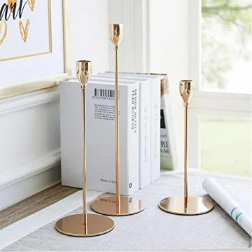 Gold Candle Holder Set of 3 for Weddings and Home Decor