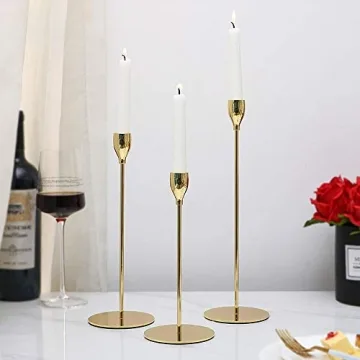 Gold Candle Holder Set of 3 for Weddings and Home Decor
