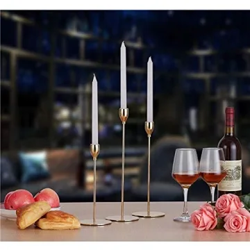 Gold Candle Holder Set of 3 for Weddings and Home Decor