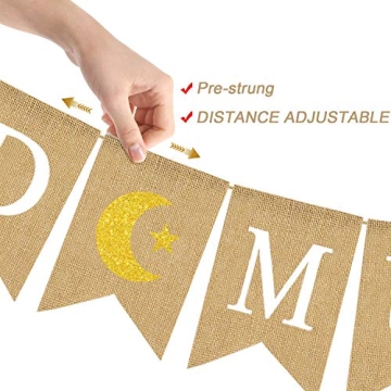 Jute Burlap RAMADAN MUBARAK Banner for Festive Decor