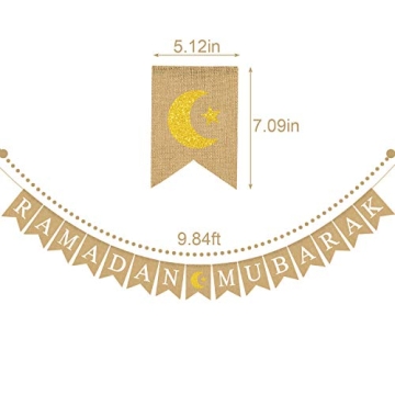 Jute Burlap RAMADAN MUBARAK Banner for Festive Decor
