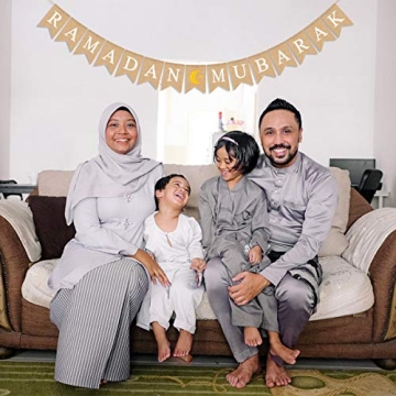 Jute Burlap RAMADAN MUBARAK Banner for Festive Decor