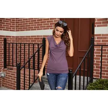 Zeagoo Women’s Stylish Ruched Cowl Neck Tank Top