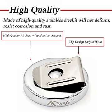 AOMAG Super Strong Neodymium Magnets Belt Clip 100 lbs Magnetic Waist Tool Holder 2" in Dia