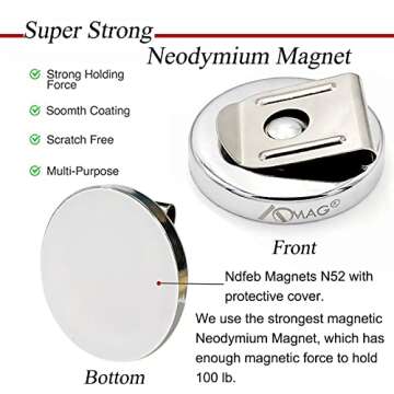 AOMAG Super Strong Neodymium Magnets Belt Clip 100 lbs Magnetic Waist Tool Holder 2" in Dia