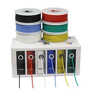CBAZY Hook Up Wire Kit - 18 AWG Silicone Stranded Wire 6 Colors