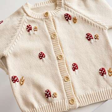 chengchuang Baby Girl Cute Mushroom Cardigan Sweater Cable Knitted Toddler Girl Sweater Coat Outwear...