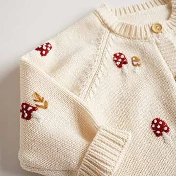 chengchuang Baby Girl Cute Mushroom Cardigan Sweater Cable Knitted Toddler Girl Sweater Coat Outwear for Spring Fall Winter