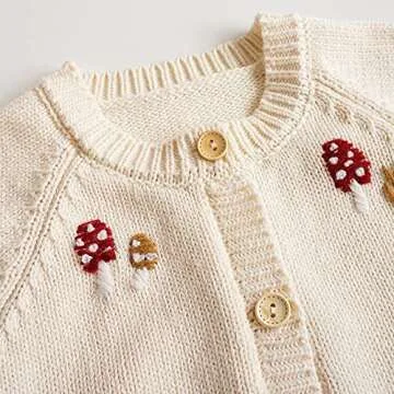 chengchuang Baby Girl Cute Mushroom Cardigan Sweater Cable Knitted Toddler Girl Sweater Coat Outwear for Spring Fall Winter
