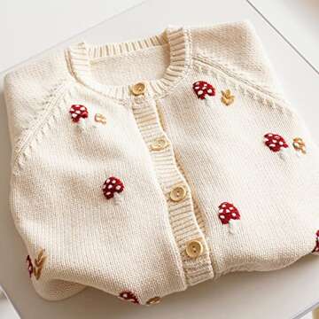 chengchuang Baby Girl Cute Mushroom Cardigan Sweater Cable Knitted Toddler Girl Sweater Coat Outwear for Spring Fall Winter