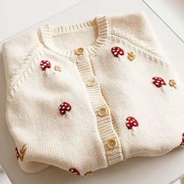 chengchuang Baby Girl Cute Mushroom Cardigan Sweater Cable Knitted Toddler Girl Sweater Coat Outwear for Spring Fall Winter