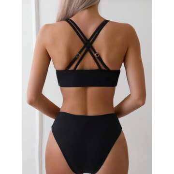 GORGLITTER Women's 2 Piece Bikini Set Criss Cross Cut Out Swimsuits High Waisted Bottom Bathing Suit...