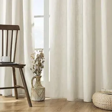 Joydeco Living Room Curtains 84 Inches Long, Linen Curtains 84 Inch Length 2 Panels Light Filtering ...