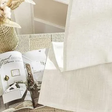Joydeco Living Room Curtains 84 Inches Long, Linen Curtains 84 Inch Length 2 Panels Light Filtering Curtains 84 Inches Long, Ivory Natural Curtains Farmhouse Curtains for Living Room