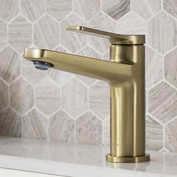 KRAUS Indy Single Handle Basin Bathroom Faucet Brushed Gold