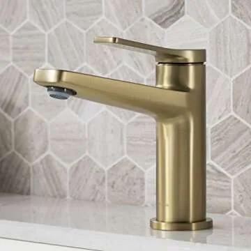 KRAUS Indy Single Handle Basin Bathroom Faucet - Elegant Brushed Gold Design with Modern Features