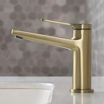 KRAUS Indy Single Handle Basin Bathroom Faucet Brushed Gold