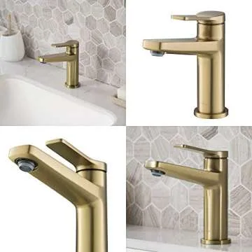 KRAUS Indy Single Handle Basin Bathroom Faucet Brushed Gold