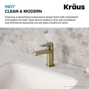 KRAUS Indy Single Handle Basin Bathroom Faucet Brushed Gold
