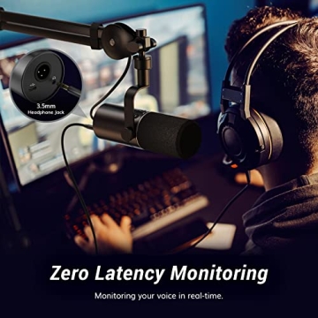 TONOR Dynamic Microphone, USB/XLR PC Microphone for Podcast, Recording, Live Streaming & Gaming, XLR Cardioid Studio Mic Music Voice-Over with Quick Mute, Headphone Output, Volume Control TD510