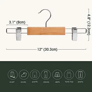 Ulimart Wooden Pants Hangers - 20 Stylish Clips Included