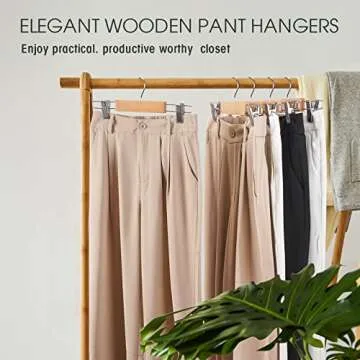 Ulimart Wooden Pants Hangers - 20 Stylish Clips Included