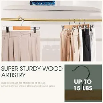 Ulimart Wooden Pants Hangers - 20 Stylish Clips Included
