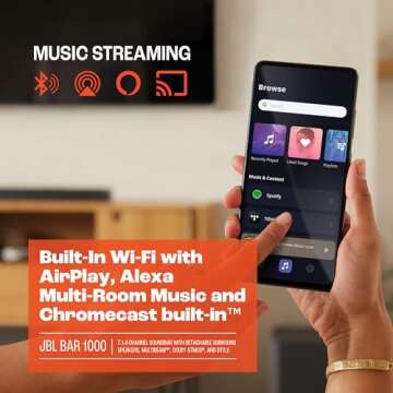 JBL Bar 1000: 7.1.4-Channel soundbar with Detachable Surround Speakers, MultiBeam™, Dolby Atmos®, and DTS:X®, Black