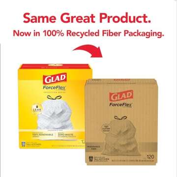 Glad ForceFlex Tall Kitchen Drawstring Trash Bags, 13 Gal, Fragrance Free, 120 Ct, Package May Vary