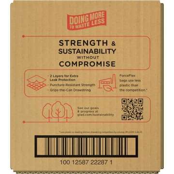 Glad ForceFlex Tall Kitchen Drawstring Trash Bags, 13 Gal, Fragrance Free, 120 Ct, Package May Vary