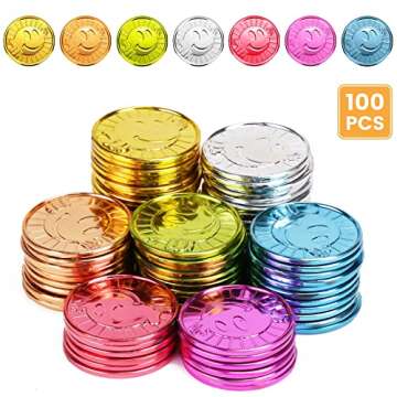 Mczxon Caught Being Good Coins Tokens-100 Pcs, Colorful Plastic Reward Incentive Behavior Pretend Play Coins with Reward Jar, Reward Plastic Play Incentive Tokens for Kids Behavior School Teacher