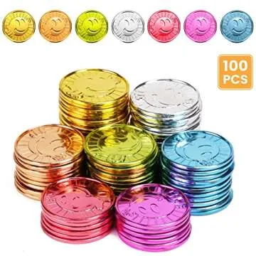 Mczxon Caught Being Good Coins Tokens-100 Pcs, Colorful Plastic Reward Incentive Behavior Pretend Play Coins with Reward Jar, Reward Plastic Play Incentive Tokens for Kids Behavior School Teacher