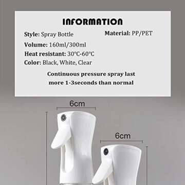 TeochewTech Spray Bottle for Hair Plants Face, Continuous Fine Mist Spray Bottle for Hairstyling Cleaning Traveling Gardening, 5.4oz Clear Empty Water Spray Bottle