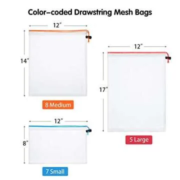 Frienda 20 Pcs Reusable Produce Bags Mesh Grocery Bag with Drawstring Washable Produce Bags Storage ...