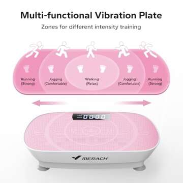 MERACH Vibration Plate Exercise Machine, Whole Body Workout Equipment for Women, Bluetooth and Silicone Pedal, Vibration Plate for Lymphatic Drainage, Vibrate Fitness Platform for Weight Loss (Pink)